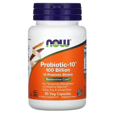 Probiotic-10, Cuidado restaurativo, 100.000 millones, 30 cápsulas vegetales de NOW Foods NOW Foods NOW-02931 Ayudas aparato D...