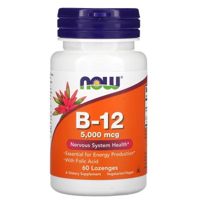 B12, 5000 mcg, 60 pastillas de NOW Foods NOW Foods NOW-00462 Vitamina B salud.bio