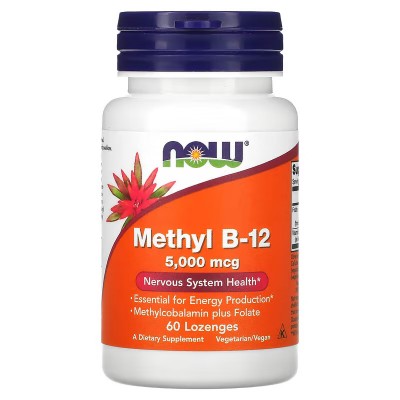 B12 de metilo, 5000 mcg, 60 y 120 pastillas de NOW Foods NOW Foods  Vitamina B salud.bio