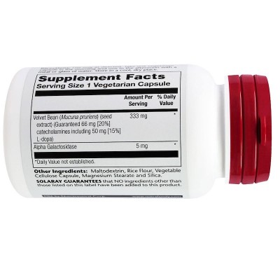 DopaBean Mucuna Pruriens en 60 cápsulas vegetarianas de Solaray SOLARAY  Estados emocionales, ansiedad, estrés, depresión, re...