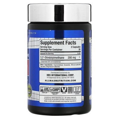 DIM Di-indolyl Methane (estrogen control) 200mg. 60 Cápsulas de ALLMAX ALLMAX Nutrition AMX-22985 Suplementos Deportivos (Com...