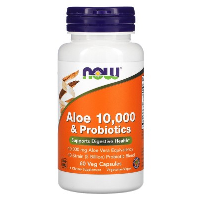 Aloe 10.000 y probióticos, 60 comprimidos vegetarianos de NOW Foods NOW Foods NOW-03029 Ayudas aparato Digestivo salud.bio