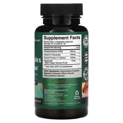 DIM Di-indolyl Methane (estrogen control) Complex + Bioperine, 60 Capsules de Nature's Craft Nature's Craft NCA-65990 Supleme...