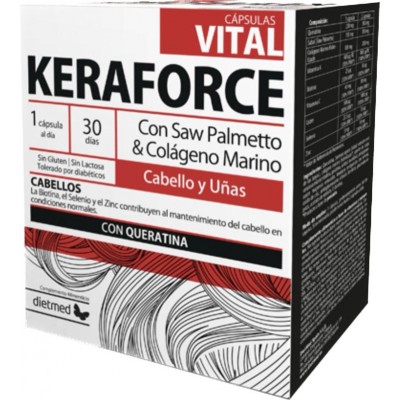 Keraforce Cabello, uñas y piel, 30 Cápsulas de Dietmed Dietmed DMC096 Piel, Cabello y Uñas, Complementos y Vitaminas salud.bio