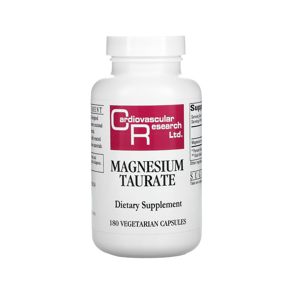 Taurato de magnesio, 180 cápsulas vegetales de Cardiovascular Research Ltd. Cardiovascular Research Ltd. CVR-03486 Suplemento...