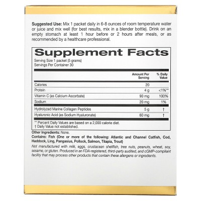 CollagenUP, Péptidos de colágeno marino hidrolizado con Hialurónico y vitamina C, 30 sobres, 5,16 g de California Gold Nutrit...