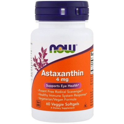 Astaxanthin, 4 mg, 60 Softgels Vegetarianas de Now Foods NOW Foods NOW-03251 Antioxidantes salud.bio