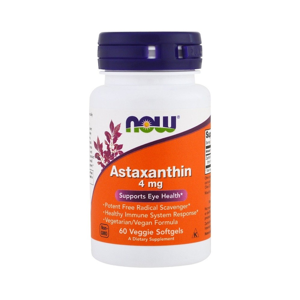 Astaxanthin, 4 mg, 60 Softgels Vegetarianas de Now Foods NOW Foods NOW-03251 Antioxidantes salud.bio