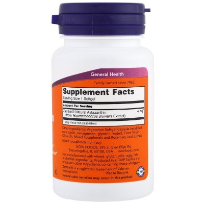 Astaxanthin, 4 mg, 60 Softgels Vegetarianas de Now Foods NOW Foods NOW-03251 Antioxidantes salud.bio