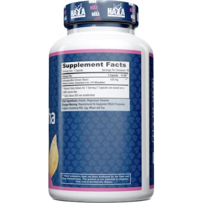 Ashwagandha 450mg 90 Cápsulas de Haya labs Haya Labs HAY-0700 Estados emocionales, ansiedad, estrés, depresión, relax salud.bio