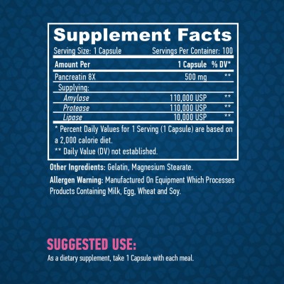 Super Pancreatin Enzimas (Enzymes) 100 Cápsulas de Haya labs Haya Labs HAY-0073 Ayudas aparato Digestivo salud.bio