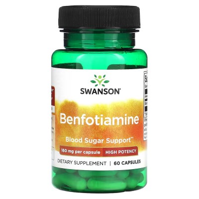 B1 Benfotiamina Alta Potencia 160 mg, 60 Cápsulas de Swanson Swanson SWV-02976 Ayuda Glucemia y Diabetes salud.bio