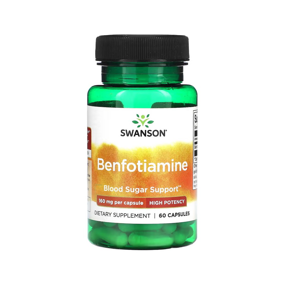 B1 Benfotiamina Alta Potencia 160 mg, 60 Cápsulas de Swanson Swanson SWV-02976 Ayuda Glucemia y Diabetes salud.bio