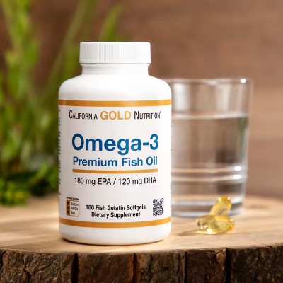 Aceite de pescado prémium con omega-3, 180 EPA/120 DHA, 100 perlas de California Gold Nutrition California Gold Nutrition MLI...