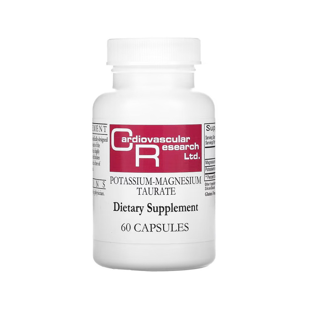 Taurato de potasio y magnesio, 60 cápsulas de Cardiovascular Research Ltd. Cardiovascular Research Ltd. CVR-13082 Minerales s...