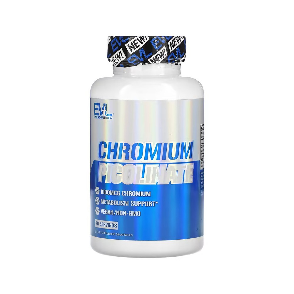 Picolinato de cromo, 1000 mcg, 30 cápsulas de EVLution Nutrition EVLution Nutrition EVL-02776 Ayuda Glucemia y Diabetes salud...