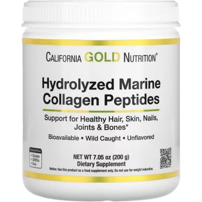 Péptidos de Colágeno marino hidrolizado, Sin sabor, 200g de California Gold Nutrition California Gold Nutrition CGN-01863 Art...