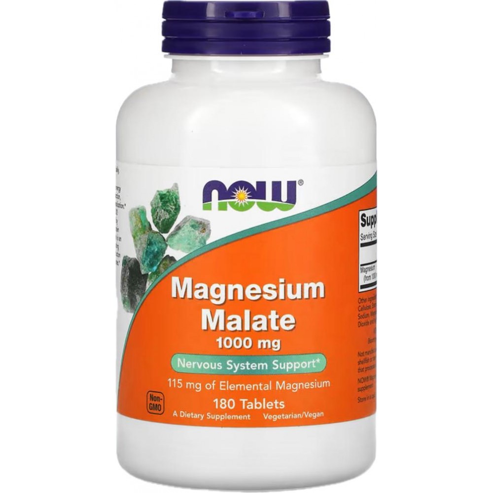 Malato de magnesio, 1000mg 180 comprimidos de NOW Foods NOW Foods NOW-01300 Suplementos Minerales  salud.bio
