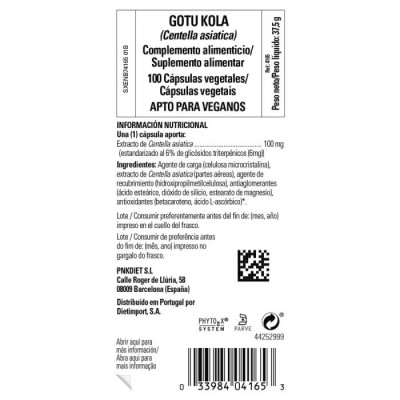 Gotu Kola Extracto, Centella Asiatica, 100mg 100Cápsulas de Solgar Solgar SOL-04165 Sistema circulatorio salud.bio