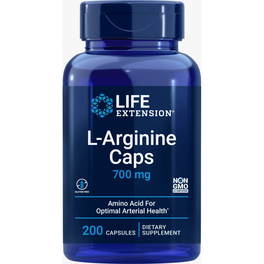 L-Arginina 700mg. 200 Caps. de Life Extension Life Extension LEX-16242 Aminoácidos salud.bio