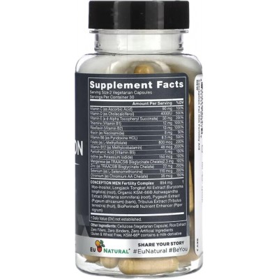 Concepción para hombres, Suplemento multivitamínico que favorece la fertilidad, 60 cápsulas vegetales de Eu Natural Eu Natura...