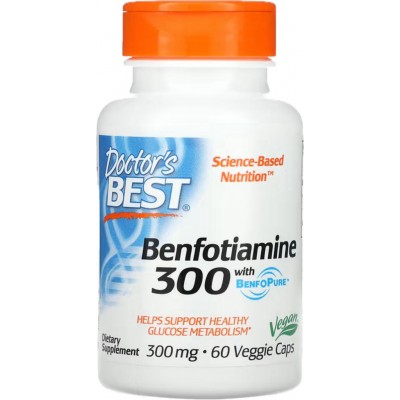 B1 Benfotiamina con BenfoPure, 300 mg, 60 cápsulas vegetales de Doctor's Best DOCTOR'S BEST DRB-00270 Ayuda Glucemia y Diabet...