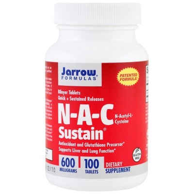 NAC Sustain, N-Acetyl-L-Cysteine, 600 mg, 100 Tabletas de Jarrow Formulas Jarrow Formula JRW-07001 Higado y sistema hepatobil...