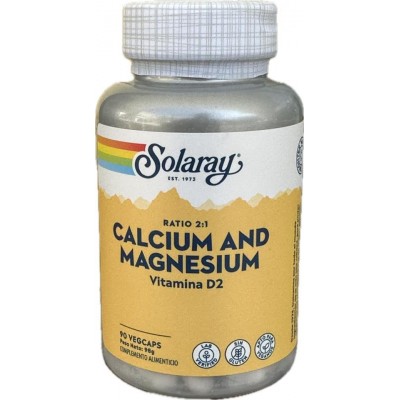 Calcio y Magnesio 2:1 con D2 de Solaray SOLARAY SM-81523 HUESOS Y ARTICULACIONES salud.bio