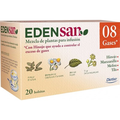EDENSAN 08 GASES Infusión 20 filtros de Dietisa Dietisa DIE-00008 Ayudas aparato Digestivo salud.bio