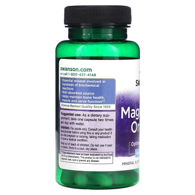 Orotato de magnesio, 654 mg, 60 cápsulas de Swanson Swanson SWV-02665 Suplementos Minerales  salud.bio