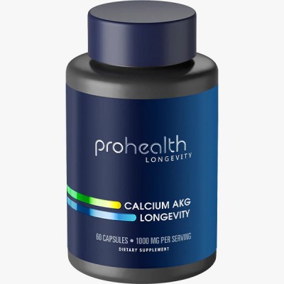 Alfa-cetoglutarato de calcio para favorecer la longevidad, 1000 mg, 60 cápsulas (500 mg por cápsula) de ProHealth Longevity P...