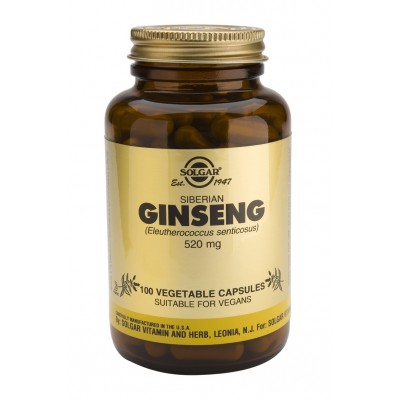 Ginseng Siberiano (Eleutherococcus) 520 mg 100 Cápsulas vegetales de Solgar SOLGAR 181280 Cansancio, fatiga, astenia primaver...