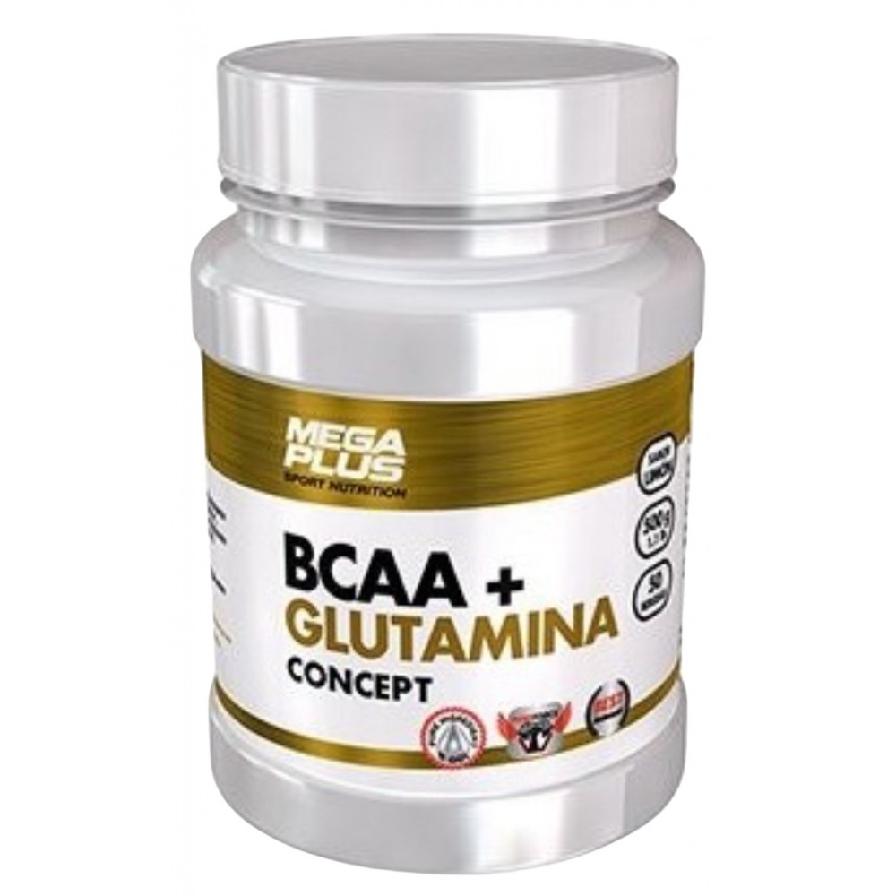BCAA + Glutamina CONCEPT 500g de Megaplus Megaplus BCAA+G Aminoácidos salud.bio