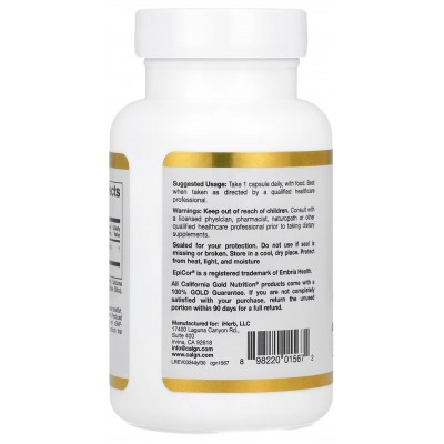 EpiCor, Fermento de levadura seca, 500 mg, 30 cápsulas vegetales de California Gold Nutrition California+Gold+Nutrition CGN-0...