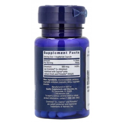 Cromo optimizado con Crominex 3+, 500 mcg, 60 cápsulas vegetales de Life Extension Life Extension LEX-15046 Ayuda Glucemia y ...