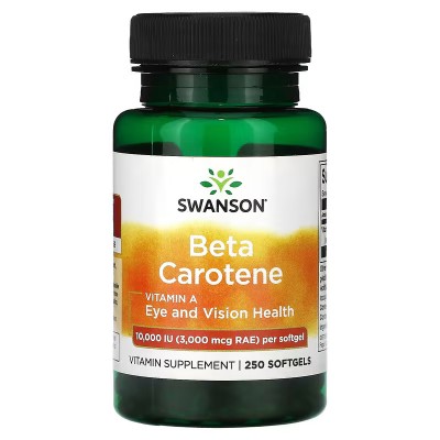 Betacaroteno, 10.000 UI (3000 mcg de RAE), 250 Perlas de Swanson Swanson SWV-01010 Antioxidantes salud.bio