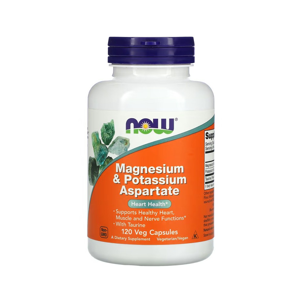 Aspartato de magnesio y potasio, 120 cápsulas vegetales de NOW Foods NOW Foods NOW-01320 Suplementos Minerales  salud.bio