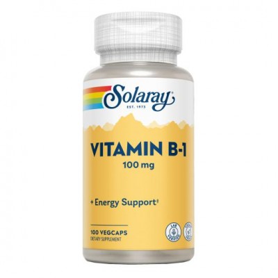Vitamina B1 (Tiamina monohidrato) 100mg 100 cápsulas de Solaray SOLARAY SOL-04325 Vitamina B salud.bio