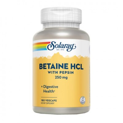BETAINA HCL con pepsin 250mg 180 Cápsulas vegetales de Solaray SOLARAY SOL-04816 Ayudas aparato Digestivo salud.bio