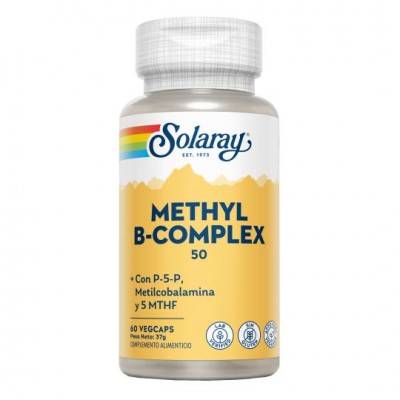 Methyl B Complex 50 (Vitaminas B Activadas) en 60 Cápsulas Vegetales de Solaray SOLARAY SOL-96726 Vitamina B salud.bio